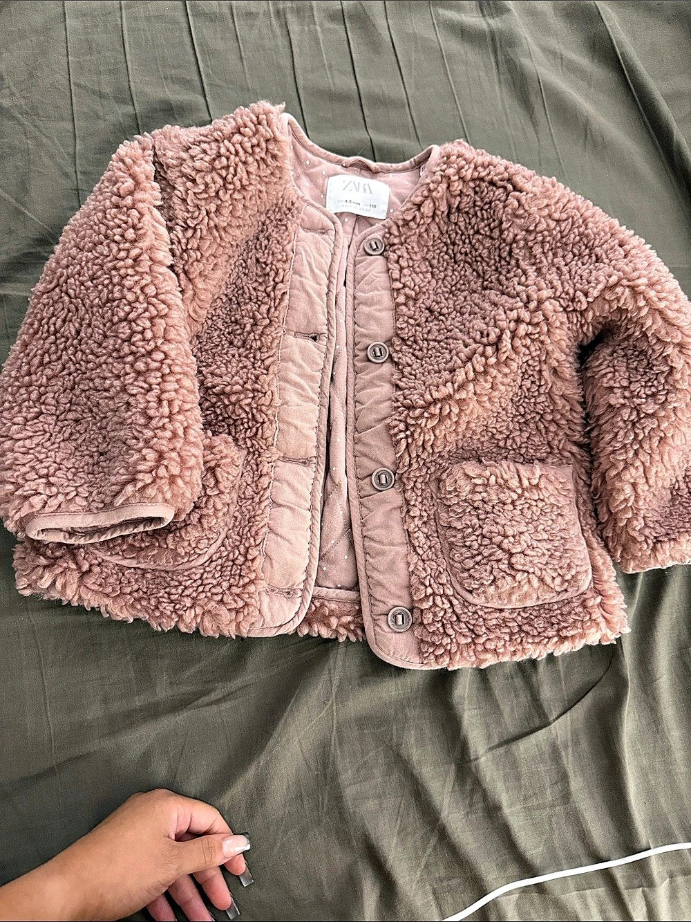 Zara Girls Pink Sherpa Puffer Jacket Size 4-5